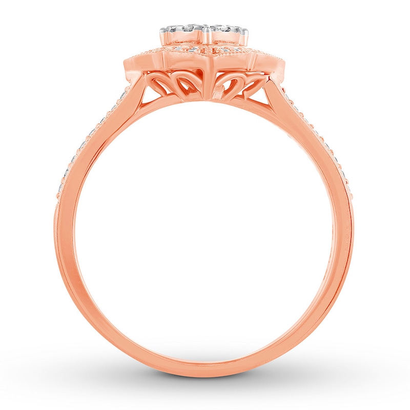 Diamond Promise Ring 1/4 ct tw Round 10K Rose Gold