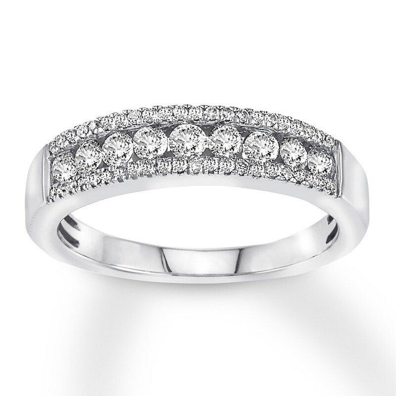 Diamond Anniversary Ring 1/2 ct tw Round-cut 14K White Gold