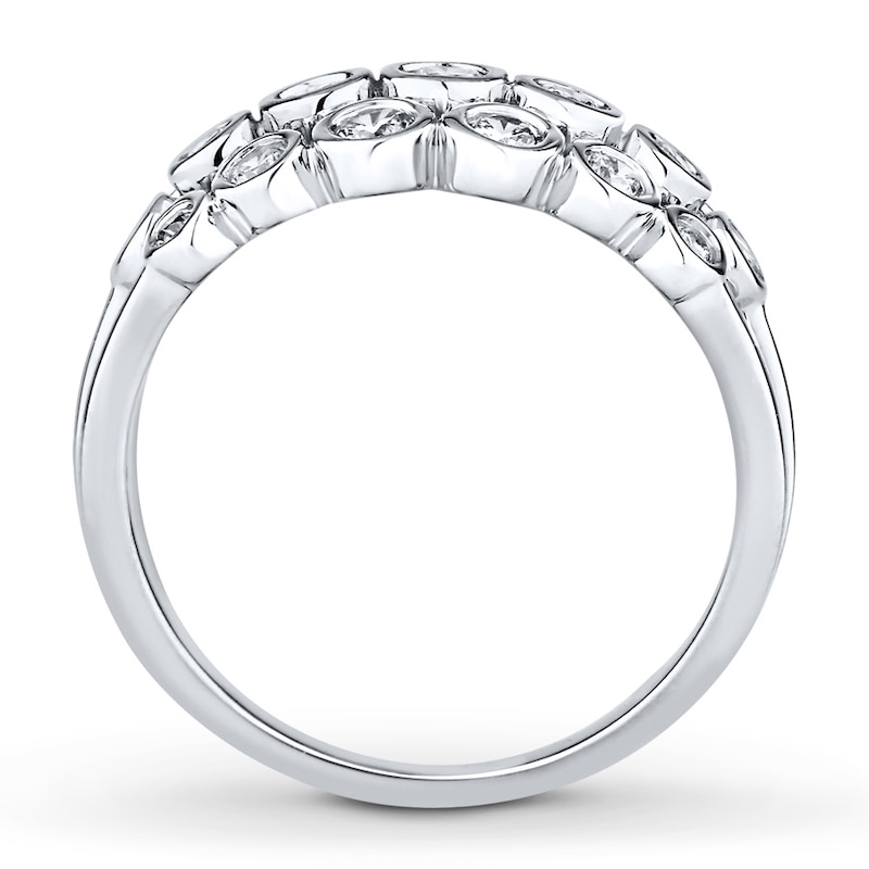 Diamond Ring 3/4 ct tw Bezel-set Round 14K White Gold