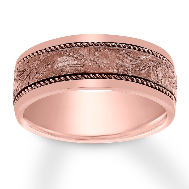 Main Image 1 of Men's Wedding Band 14K Rose Gold 8mm