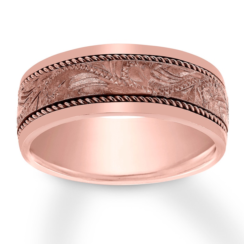 Men's Wedding Band 14K Rose Gold 8mm