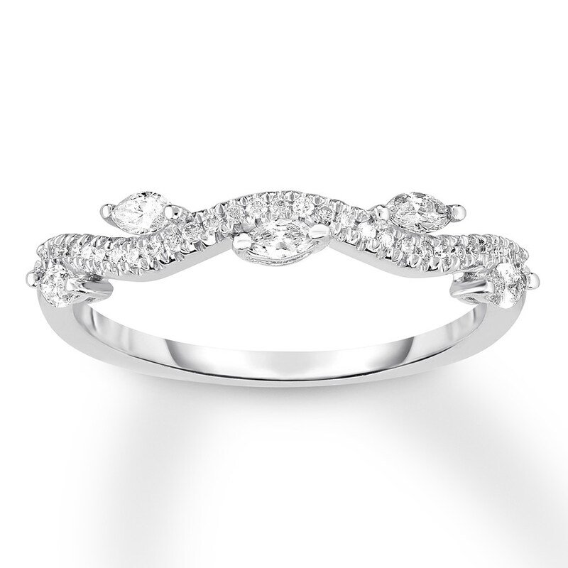 Diamond Ring 1/3 ct tw Round/Marquise 10K White Gold