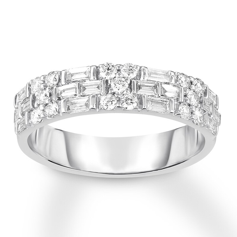 Diamond Band 3/4 ct tw Round/Baguette 14K White Gold