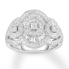 Thumbnail Image 0 of Diamond Ring 1 ct tw Round/Baguette 14K White Gold