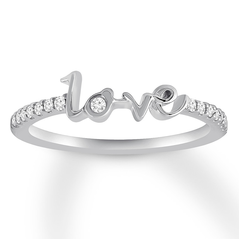 Diamond "Love" Ring 1/8 ct tw Round-cut 10K White Gold