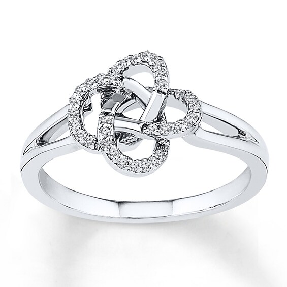 Jared The Galleria Of Jewelry Diamond Knot Ring 1/10 ct tw Round-cut 10K White Gold