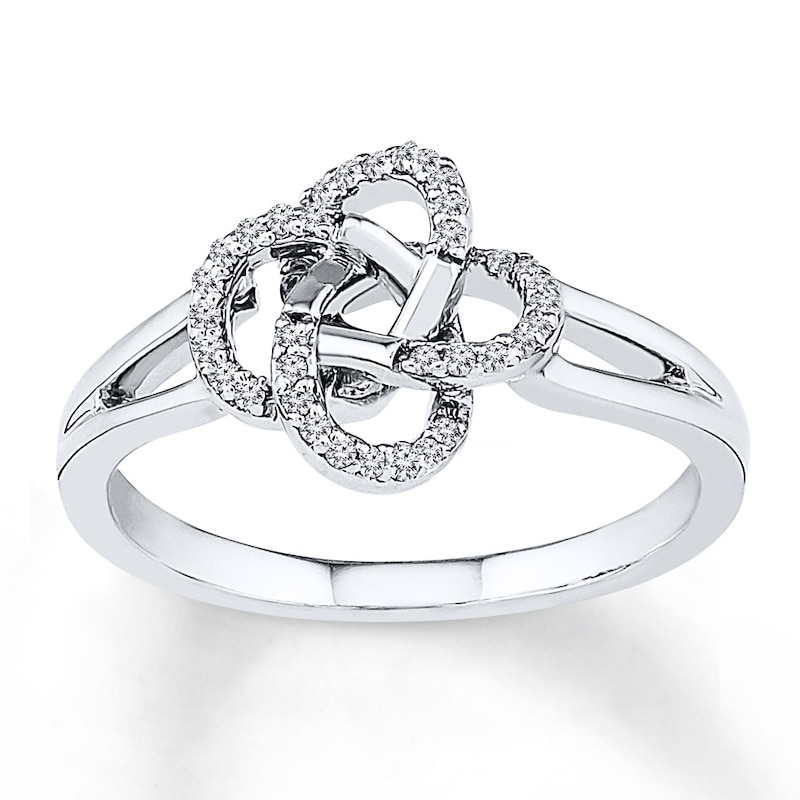 Diamond Knot Ring 1/10 ct tw Round-cut 10K White Gold