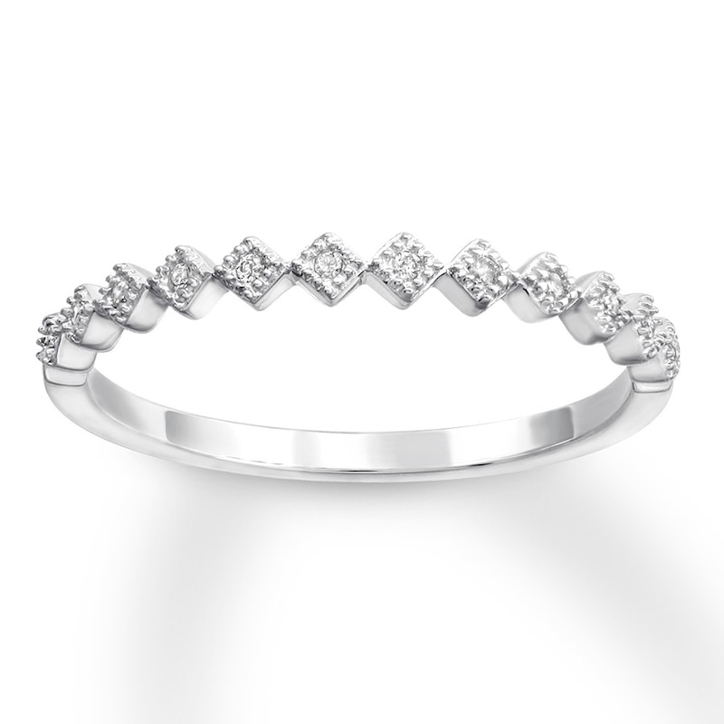 Diamond Anniversary Ring 1/20 ct tw Round-cut 10K White Gold