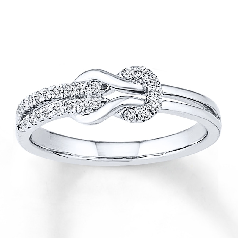Main Image 1 of Diamond Knot Ring 1/6 ct tw Round-cut Sterling Silver