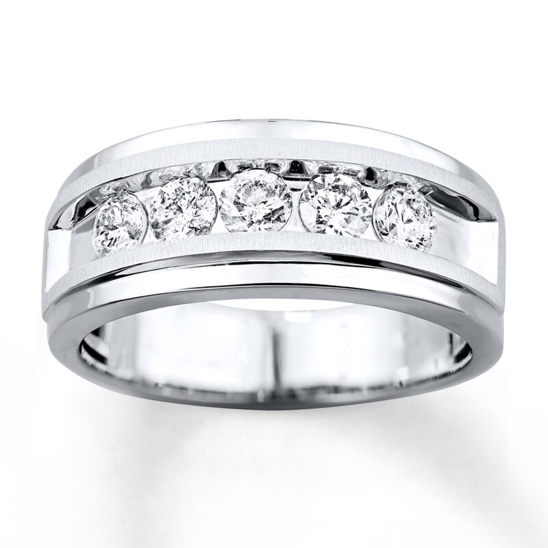 Main Image 1 of Men's Diamond Band 1 ct tw Round-cut 14K White Gold
