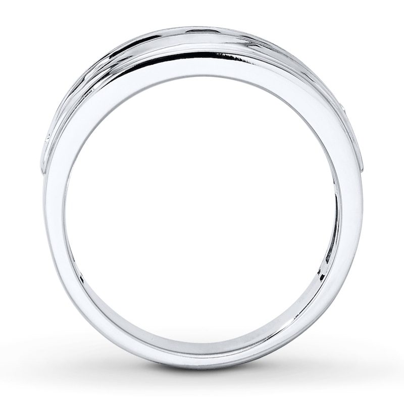 Main Image 2 of Men's Diamond Band 1 ct tw Round-cut 14K White Gold