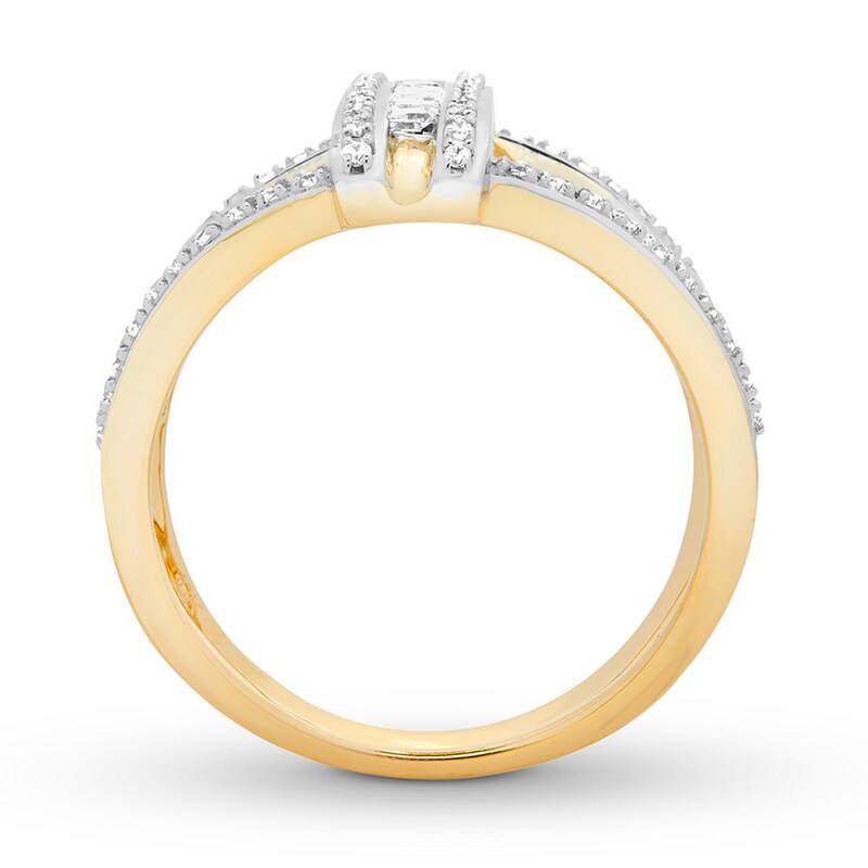 Main Image 2 of Diamond Ring 1/3 ct tw Round/Baguette 10K Yellow Gold