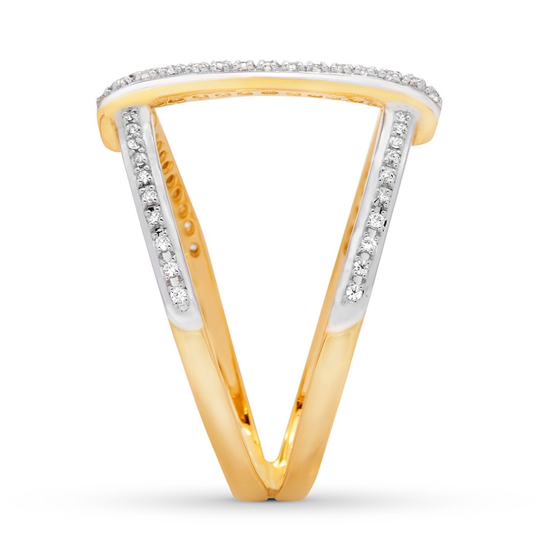 Main Image 3 of Diamond Ring 1/3 ct tw Round/Baguette 10K Yellow Gold