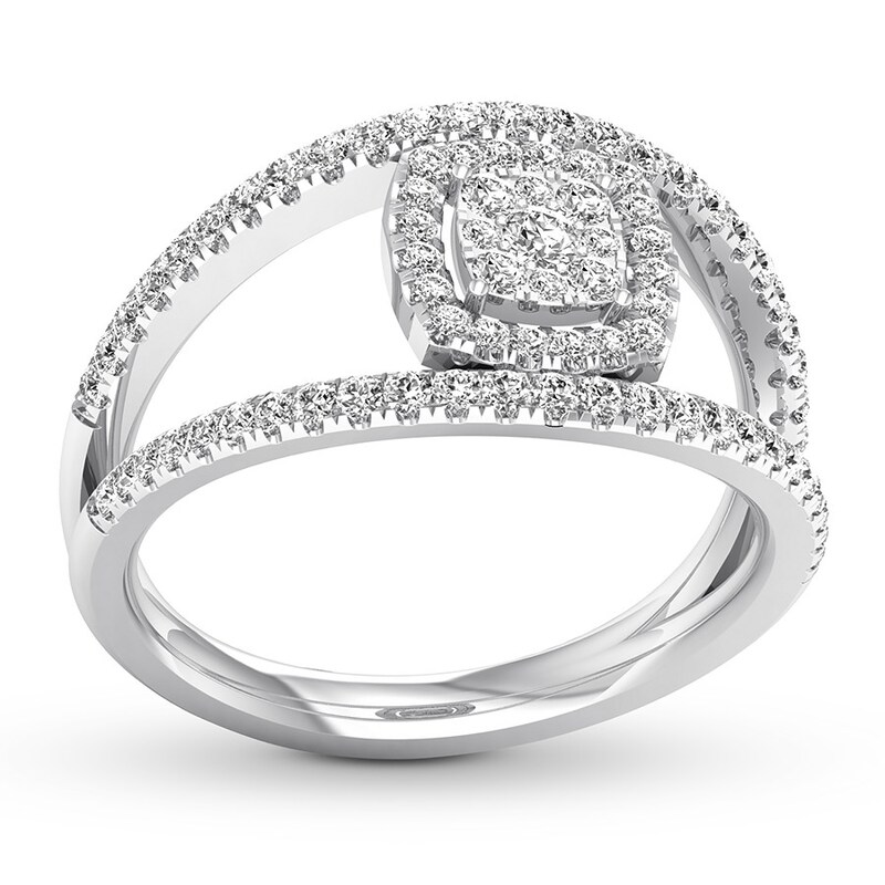 Diamond Ring 1/2 ct tw Round 10K White Gold