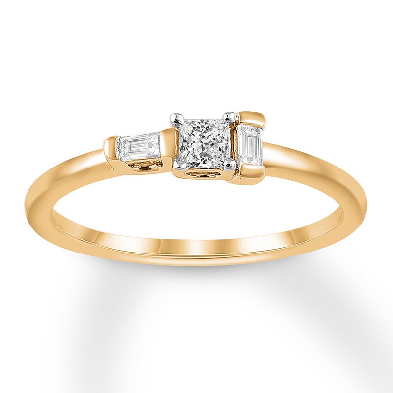 Diamond Ring 1/5 ct tw Princess/Baguette 10K Yellow Gold