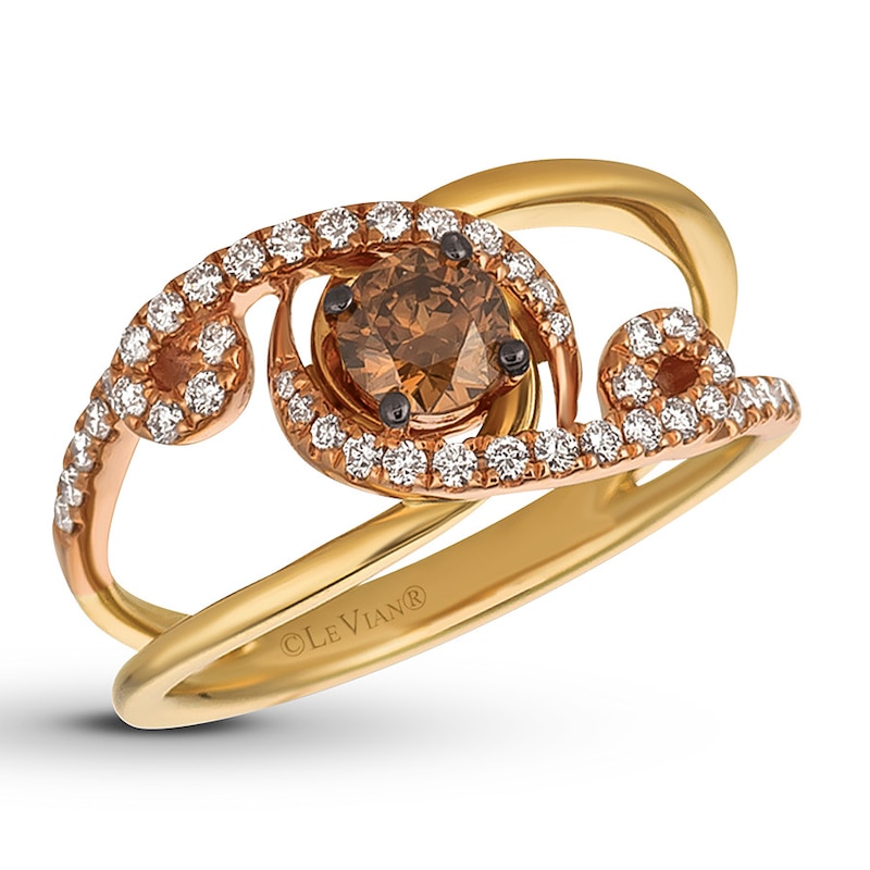 Le Vian Chocolate Diamond Ring 5/8 ct tw 14K Two-Tone Gold with 360