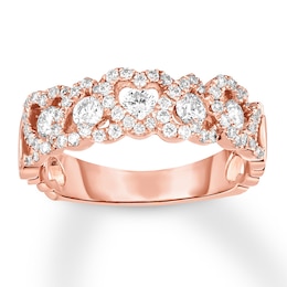 Diamond Heart Ring 3/4 ct tw Round 14K Rose Gold