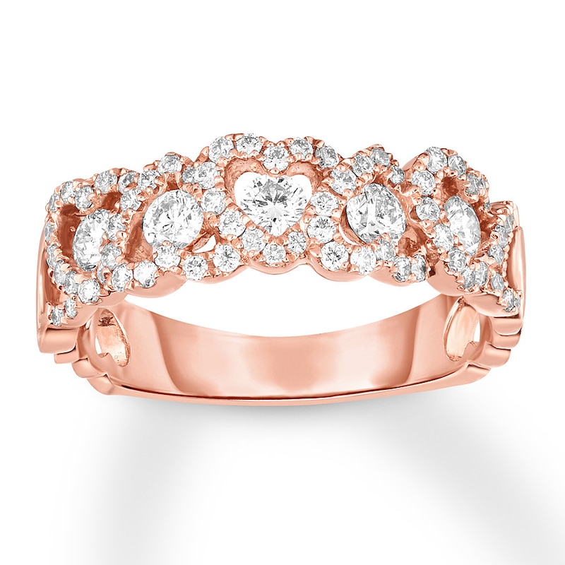 Main Image 1 of Diamond Heart Ring 3/4 ct tw Round 14K Rose Gold
