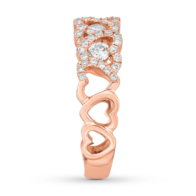 Main Image 3 of Diamond Heart Ring 3/4 ct tw Round 14K Rose Gold