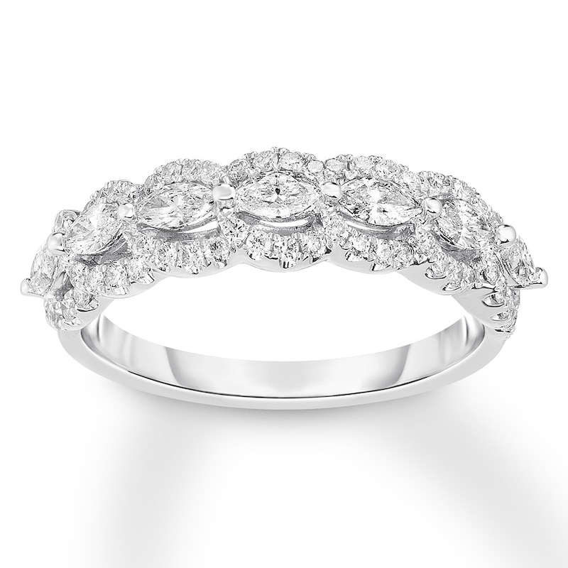 Diamond Ring 3/4 ct tw Marquise/Round 14K White Gold