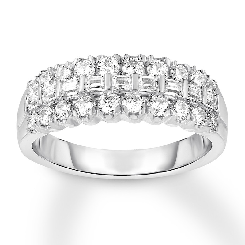 Diamond Ring 1 carat tw Baguette/Round 14K White Gold