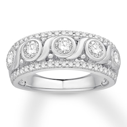 Bezel-set Diamond Anniversary Band 1 ct tw Round 14K White Gold