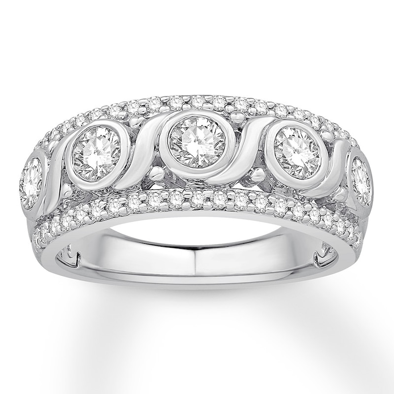 Main Image 1 of Bezel-set Diamond Anniversary Band 1 ct tw Round 14K White Gold
