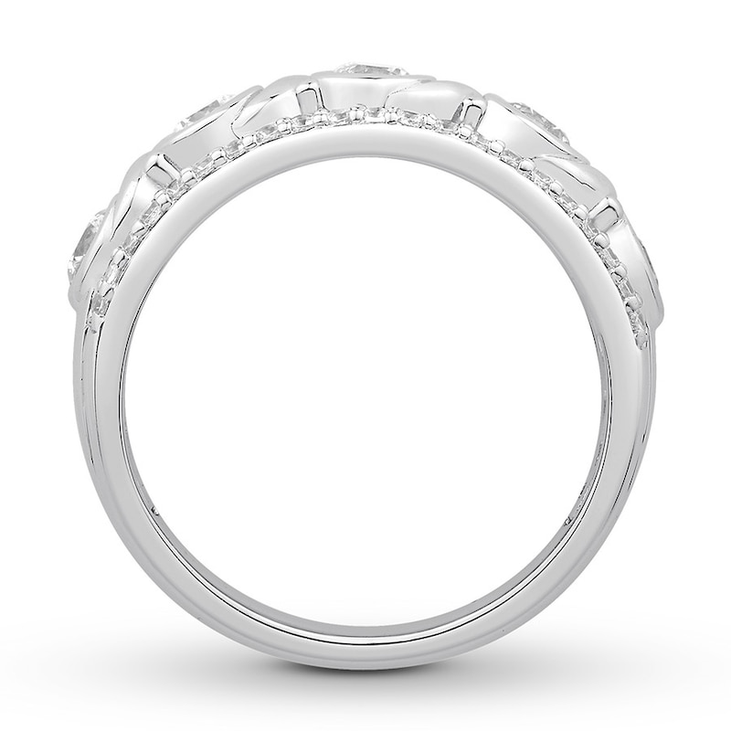 Bezel-set Diamond Anniversary Band 1 ct tw Round 14K White Gold