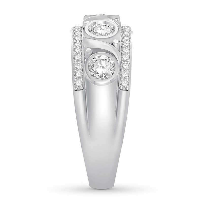 Main Image 3 of Bezel-set Diamond Anniversary Band 1 ct tw Round 14K White Gold