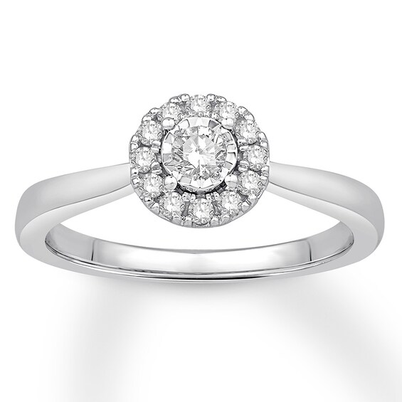 Diamond Ring 1/4 ct tw Roundcut 10K White Gold Diamond Rings