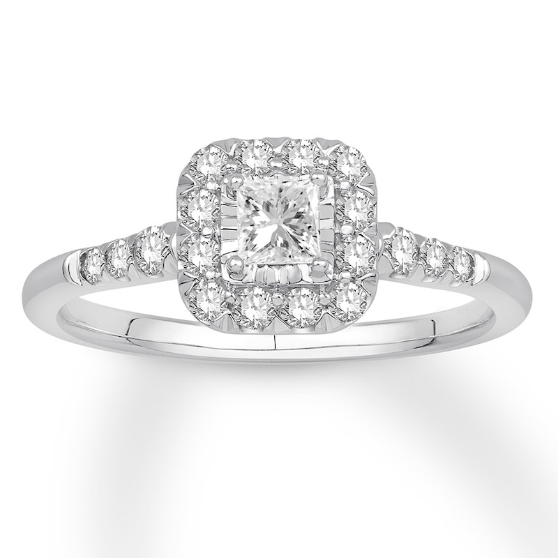Diamond Promise Ring 1/2 ct tw Princess/Round 10K White Gold