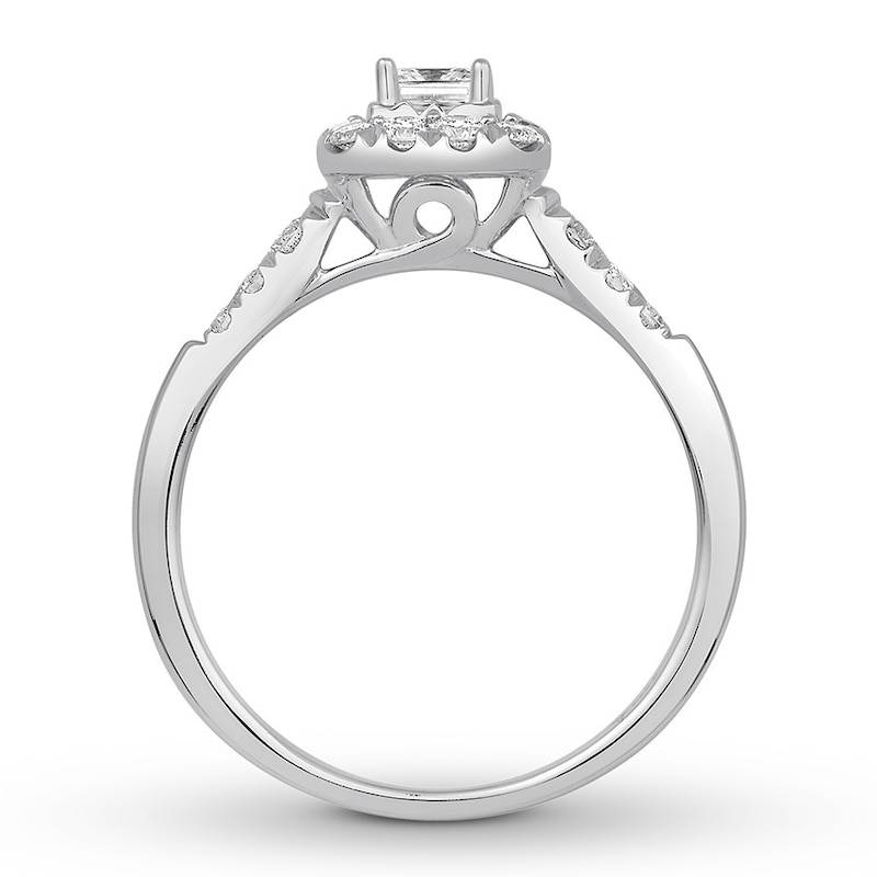 Main Image 2 of Diamond Promise Ring 1/2 ct tw Princess/Round 10K White Gold