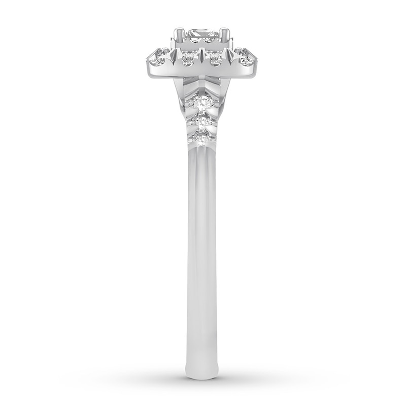 Main Image 3 of Diamond Promise Ring 1/2 ct tw Princess/Round 10K White Gold