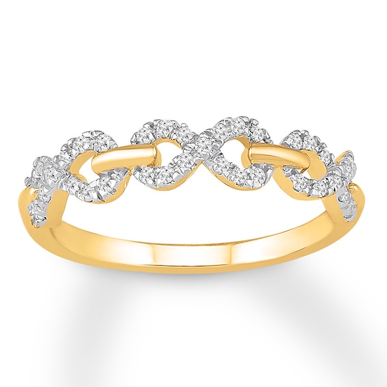 Diamond Infinity Ring 1/5 ct tw Round-cut 10K Yellow Gold | Fashion ...