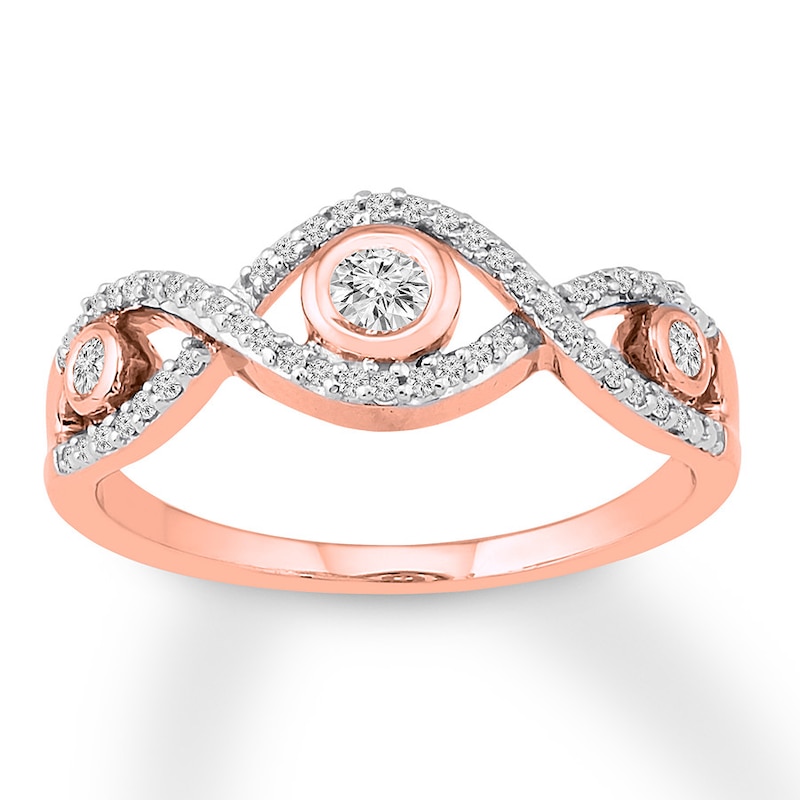 Main Image 1 of Diamond Ring 1/4 ct tw Bezel-set Round 10K Rose Gold