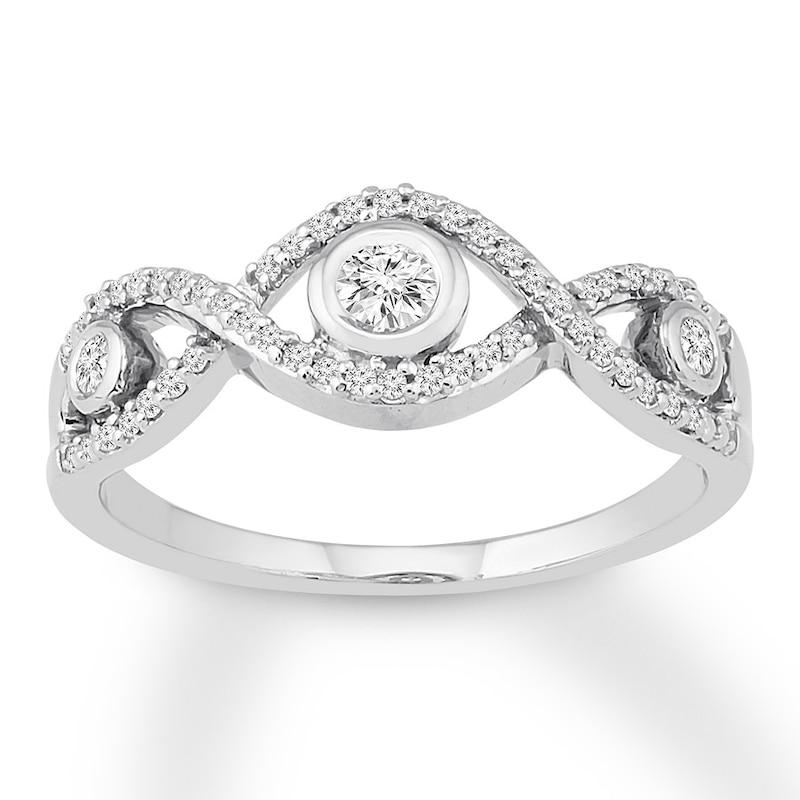 Diamond Ring 1/4 ct tw Bezel-set Round 10K White Gold