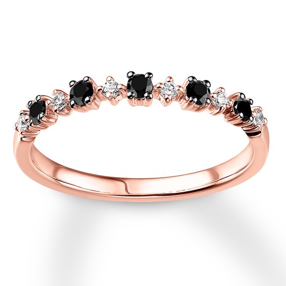 Jared The Galleria Of Jewelry Black & White Diamond Band 1/4 carat tw 10K Rose Gold
