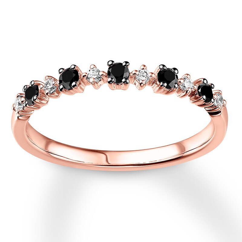 Black & White Diamond Band 1/4 carat tw 10K Rose Gold