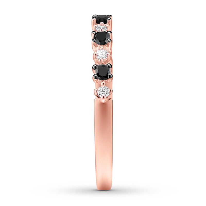 Black & White Diamond Band 1/4 carat tw 10K Rose Gold