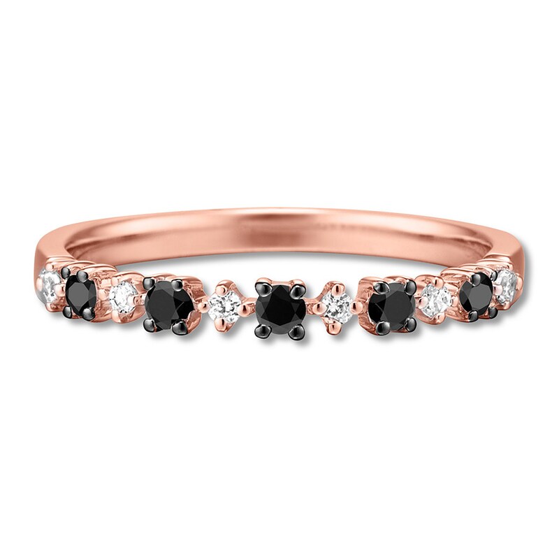 Black & White Diamond Band 1/4 carat tw 10K Rose Gold