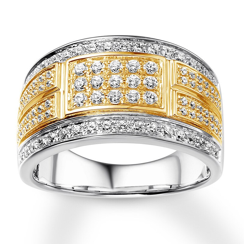 Men's Diamond Band 1 ct tw Round-cut 14K Two-Tone Gold