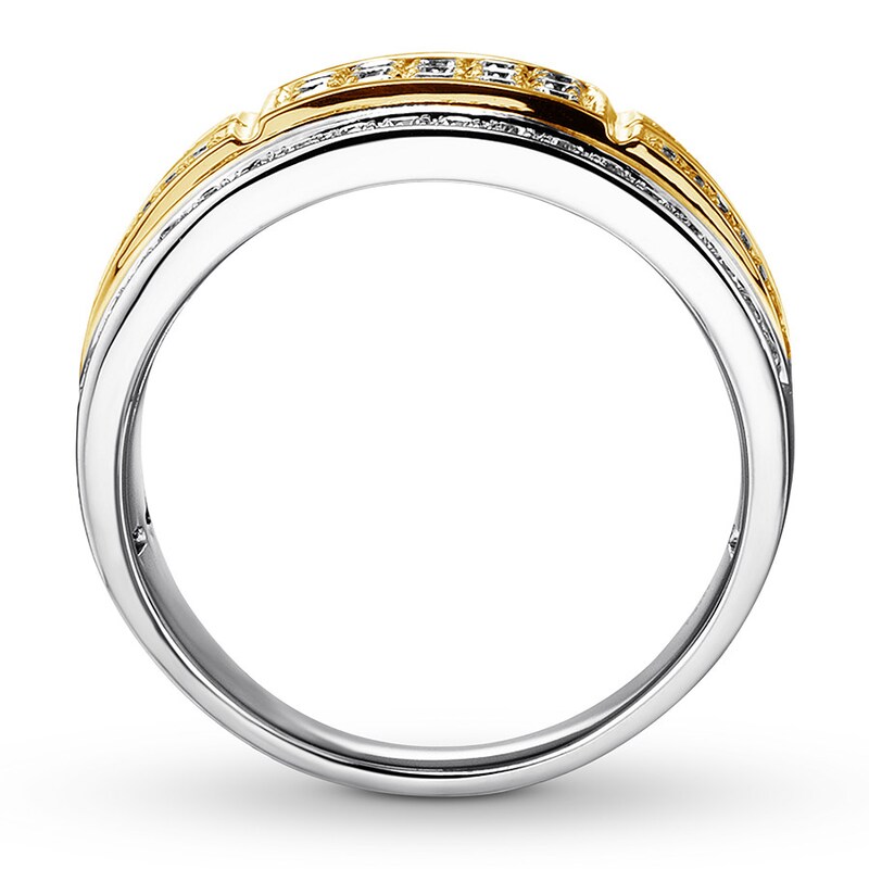 Men's Diamond Band 1 ct tw Round-cut 14K Two-Tone Gold