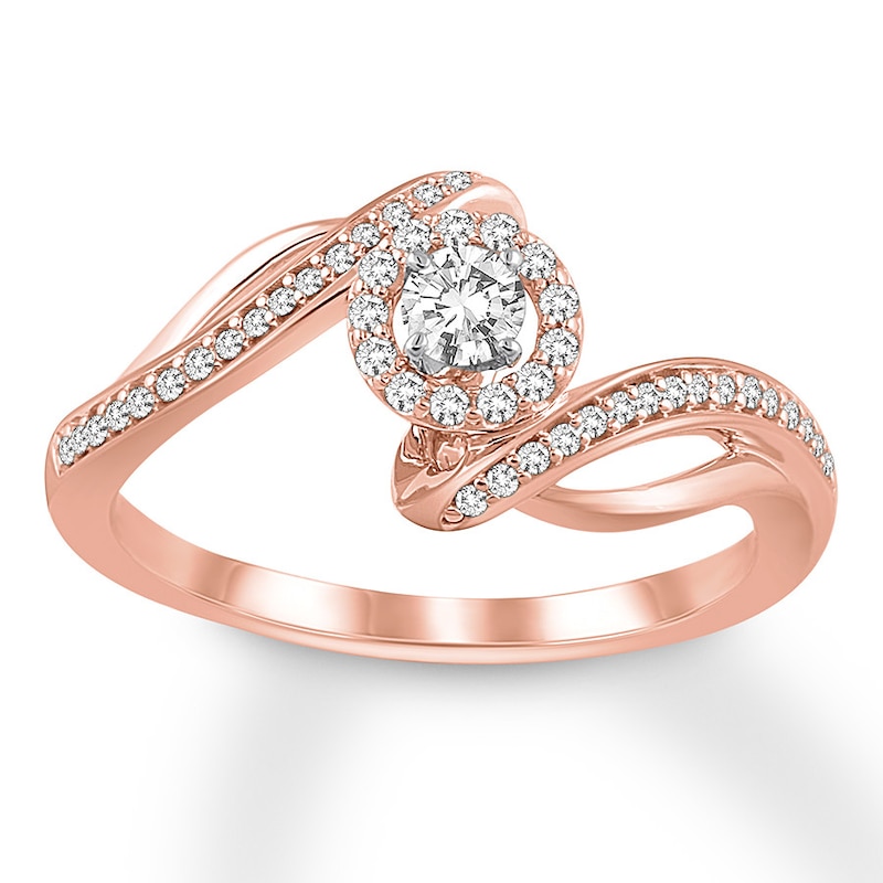 Diamond Promise Ring 1/3 ct tw Round 10K Rose Gold