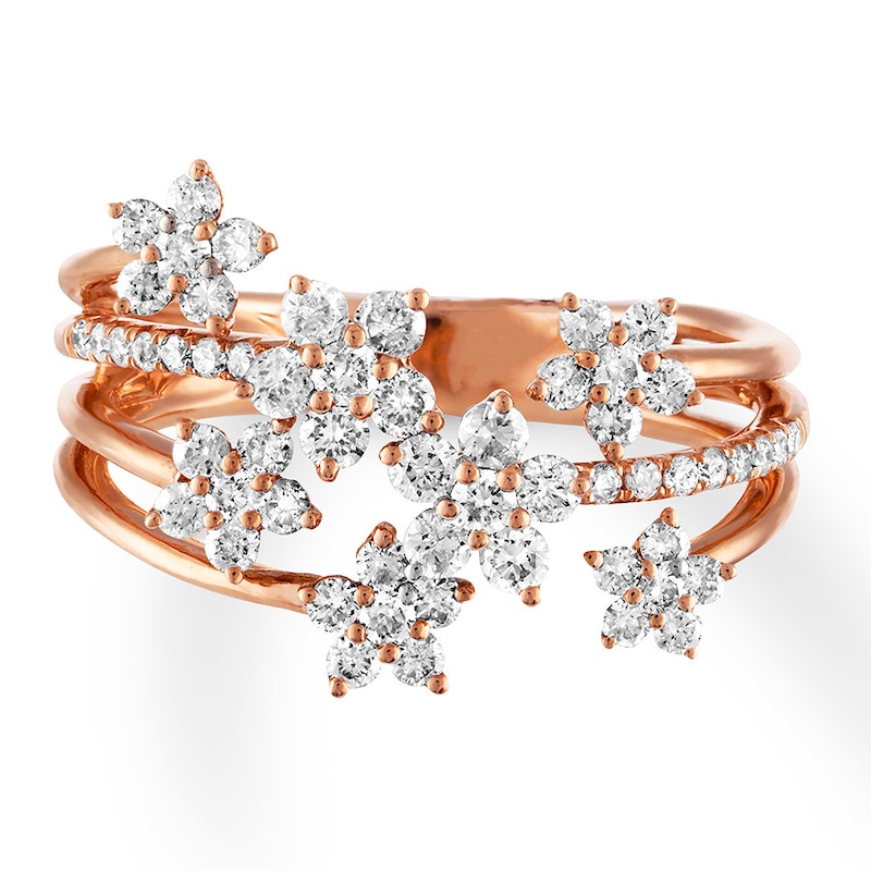 Diamond Star Ring 3/4 ct tw Round 14K Rose Gold with 360