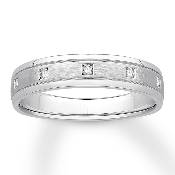 Men's Diamond Band 1/10 ct tw Round-cut 10K White Gold | Jared