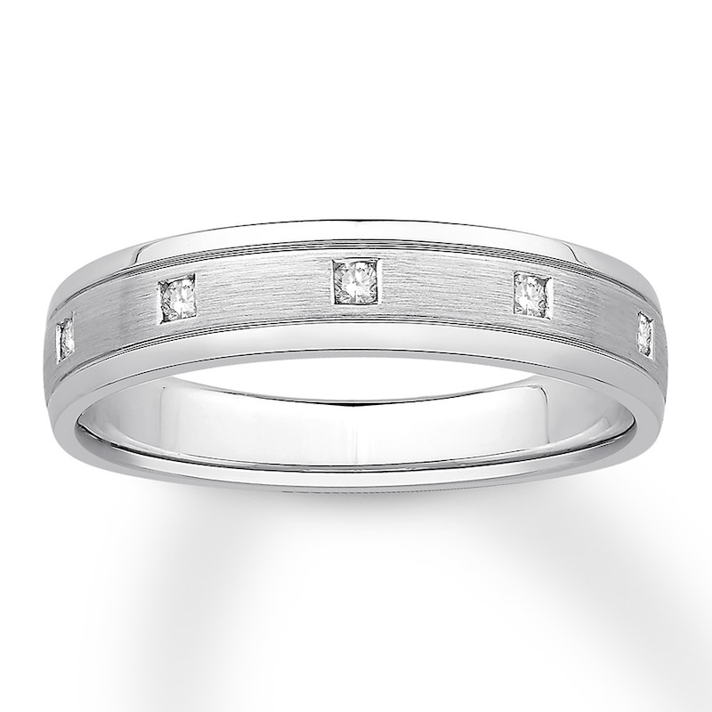 Men's Diamond Band 1/10 ct tw Round-cut 10K White Gold