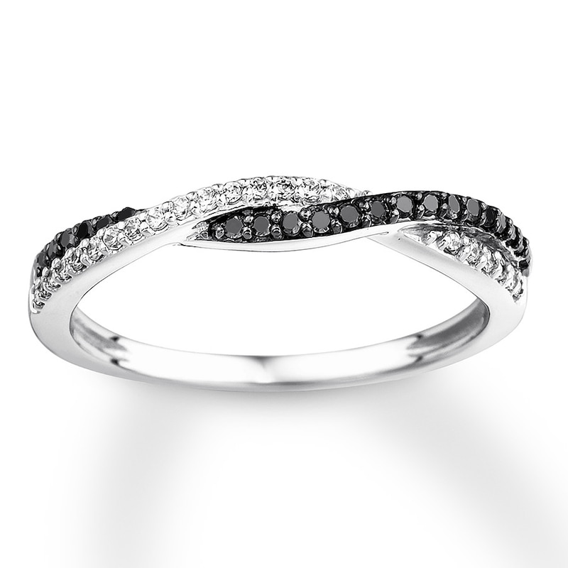 Black & White Diamond Anniversary Band 1/5 ct tw 10K White Gold