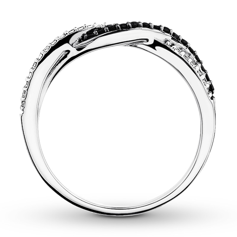 Main Image 2 of Black & White Diamond Anniversary Band 1/5 ct tw 10K White Gold