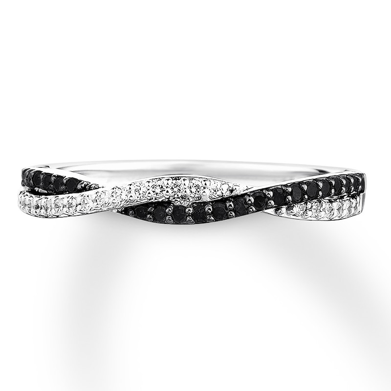 Black & White Diamond Anniversary Band 1/5 ct tw 10K White Gold