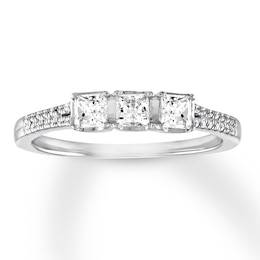 Diamond Ring 1/2 ct tw Princess-cut/Round 14K White Gold